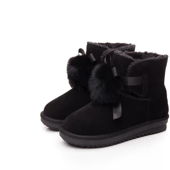 Novost zime 2019 godine; Ženske Cipele Na platformu; Modne Marke Tople Zimske Čizme Od Prave Kože S Lukom; Long Pliš Ženske Čizme; botas mujer Na Меху