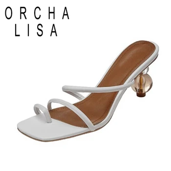 ORCHA LISA Ljeta Zrele Kvadratnom Čarapa Za Žene Gladijatori Modni Dizajn Čudne Štikle Pinch Papuče Večernje Modeliranje Cipele Dimenzije 43 B2598