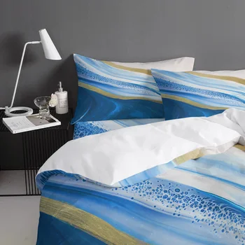 Plava Gradijent Teksture Mramor Akvarel Deka Posteljina Krevetu Kućni Tekstil za Spavaće sobe Jastučnicu Deka Skup