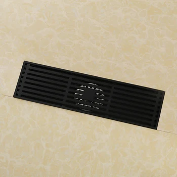 Pogodan za kućnu hotela villadom crna čvrsti mesing 300x83 mm kvadratnom anti-miris podni odvod kupaonica balkon, tuš kabine-M6732