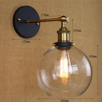 Potkrovlje Retro Vintage Industrijske Lampe Zidne Lampe Stakla Abažur Arandela Aplik Edison Zid Bra