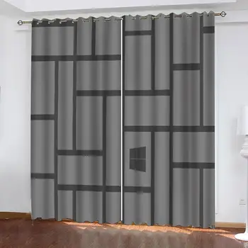 Prilagođeno zavjese 3D Zamračenje veličine luksuzni guste zavjese geometrije zavjese gery živi sobe