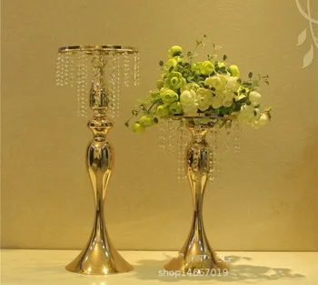Prodaja na veliko s efektom bisera: blistava pozlaćena Crystal vjenčanje cvijet štand stola luster središnje dijelove za vjenčanje dekoracije
