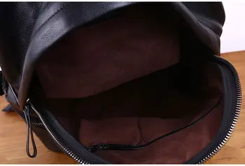 Prvi sloj kože Muški Crni Kožni ruksak Ruksak za prijenosno računalo Moderan Muški školski ruksak Velikog kapaciteta Putnu torbu za računalo