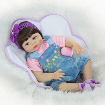 Puni silikon reborn poppen baby girl doll real likeness babies dolls igračke eyes open 57 Toddler Realno Reborn Kids Božić Pokloni