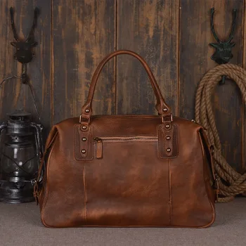 Putnu torbu od kože štavljenje biljnog, ručno crno-bijela torba za ručnu prtljagu, ručni rad, kožna torba preko ramena