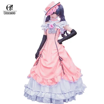 ROLECOS Ciel Phantomhive Cosplay Anime Victorian Ženske haljine Srednjovjekovne Loptu Haljina Odijelo Gothic Lolita Crna Batler Cosplay Šešir
