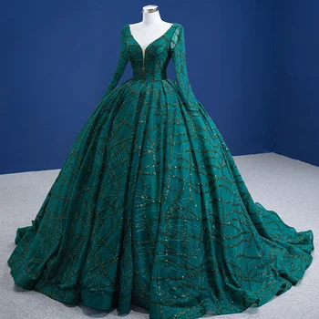 RSM67391 emerald green formalno gown lace long sleeve Backless party dresses women evening elegant haljina s otvorenim leđima