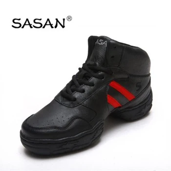 SASAN na ples High-Top Modern Dance Shoes Female Square JAZZ Soft Shoe Bottom Aerobics New MEN AND WOMEN Genuine Leather 8813