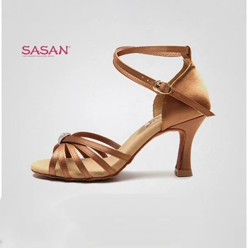SASAN Section Drilled Lace Female Adult Dance Shoes Latin Dance Shoes High Heel Latin Female Latin Dance Shoes Dvorana S-118