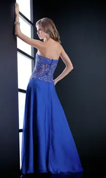 Seksi See Through Royal Blue Appliques vestido de noiva robe de soiree Korzet Dužine Do poda Konačni haljina 2020 djeveruša haljina