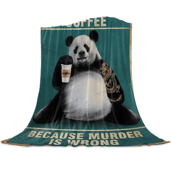 Smiješno Panda Kava Stare Farme Baca Pokrivač za Kauč na razvlačenje Soft Mikrovlakana Flanel Deka za Putovanja Kamp