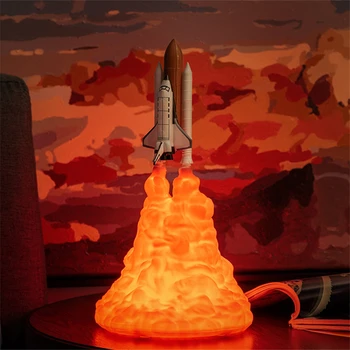 Svemirska raketa model mala noćna svjetla dječja soba spavaća soba lampa dar led novo noćne lampe 3D tiskano dekor rasvjeta