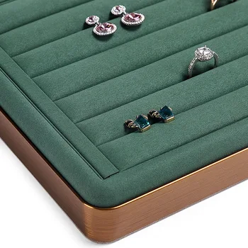 Svijetle luksuzne tamno zelene nakit od mikrovlakana vidi korito prsten i ogrlica ladica za pohranu četkom prikaz nakit police možete postaviti