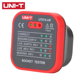 UNIT UT07A-UK Socket Tester Phase Power Polarry Detektor Ground Zero Neutral FireWire Socket Electroscope Leaking