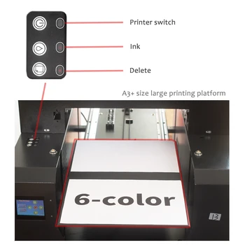 UV stana cilindričnih pisač A3 veličina visoke rezolucije za mobilni telefon shell wood acrylic plastic printing split ink cartridge