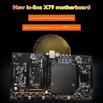 X79 H61 BTC Miner Matična Ploča sa Prekidačem Kabel+24Pins Priključak za Napajanje Podrška 3060 3070 3080 GPU 5 PCIE Matična Ploča