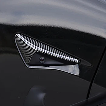 Za-Tesla Model S-Model X Model 3 Gloss Black Carbon Fiber Add On Type Styling Car Side Fender Air Vent Cover-2 komada