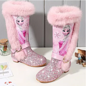 Zimski čizme za djevojke-dijete, Tema princeza Эльзы u snijegu, čizme idealne za 4-13 godina, Smrznute uzorke,