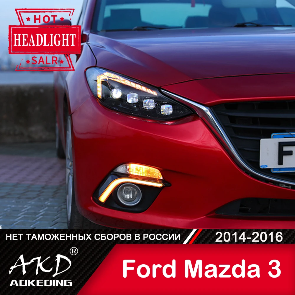 Car Styling Compatible With Mazda Headlights 2014-2016 Mazda3 Axela LED  Headlight LED DRL Hid Head Lamp Angel Eye Bi Xenon Accessories Color  Hea｜ライト、レンズ